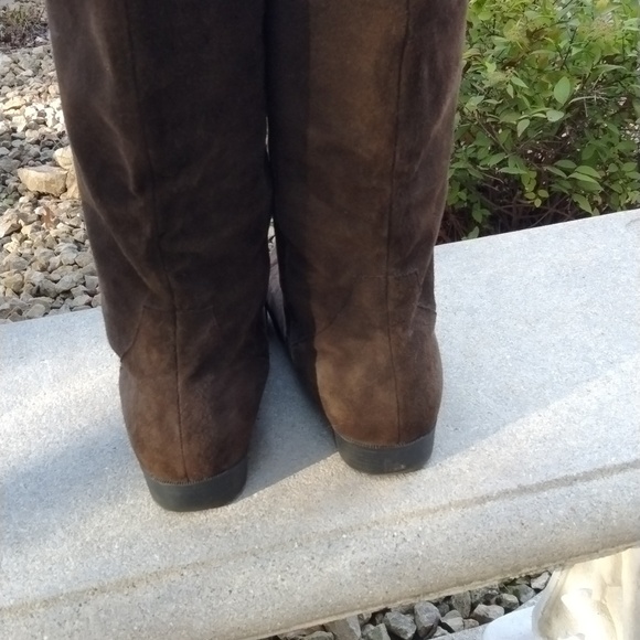 Vtg JACK SPRAT Brown SUEDE LEATHER FOLDING CUFF PIRATE SLOUCH BOOTS Women Size 9 - Picture 4 of 9